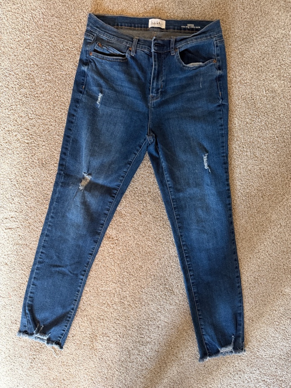Nicole Miller Dark Blue Distressed Ankle Jeans